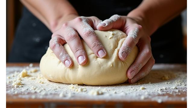 Boulanger travaillant la pâte à pain