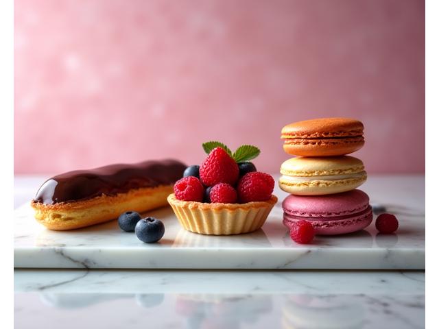 Éclair au chocolat et tartelette aux fruits