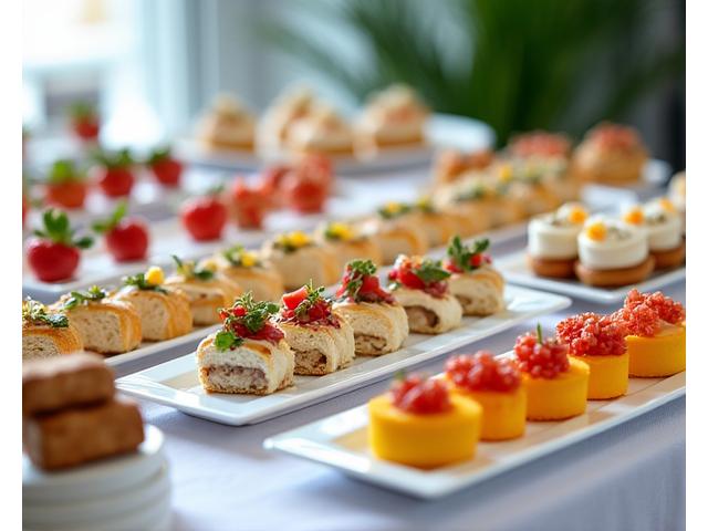 Table de buffet avec mini-sandwichs et canapés
